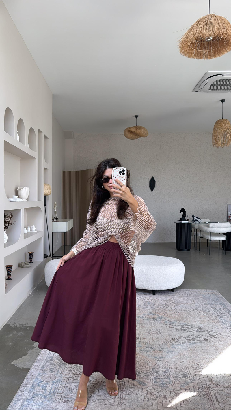 Bordo Tensel Maxi Etek