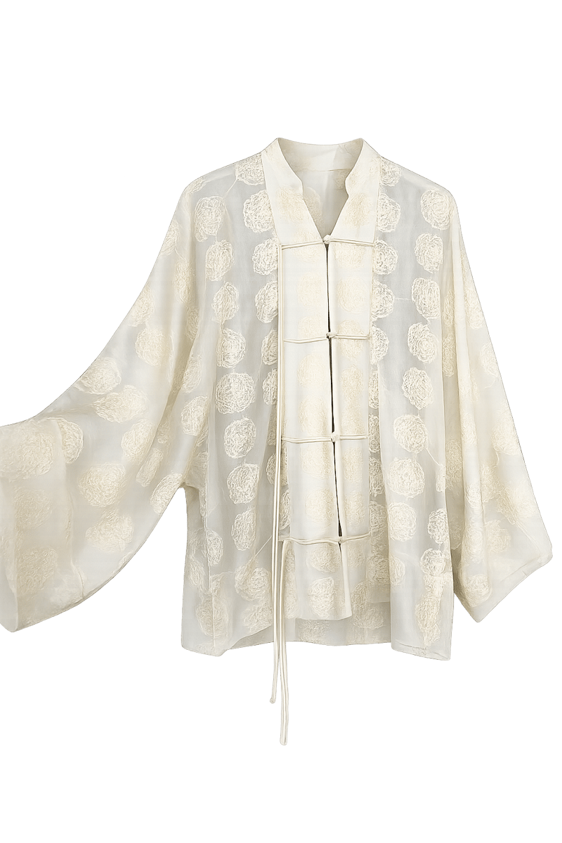 Butter Yellow İşlemeli Gömlek Kimono