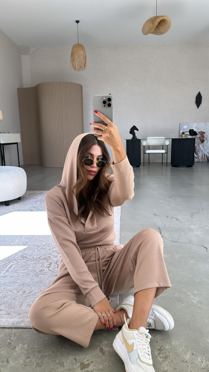 Camel Modal Kapüşonlu Takım