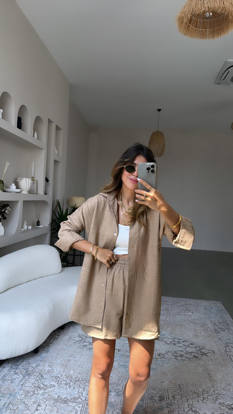 Camel ZR Gömlek Şort Takım