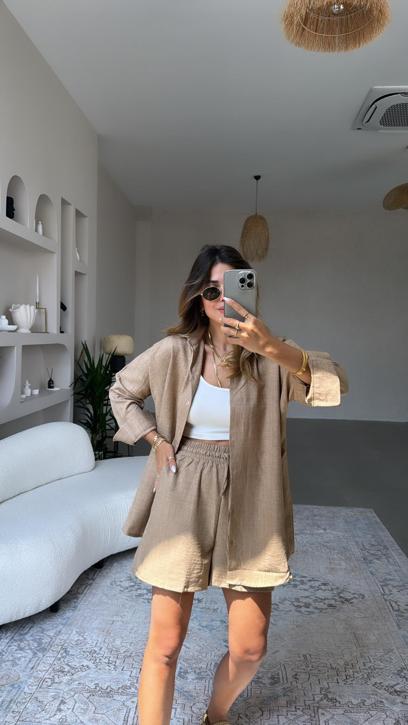 Camel ZR Gömlek Şort Takım