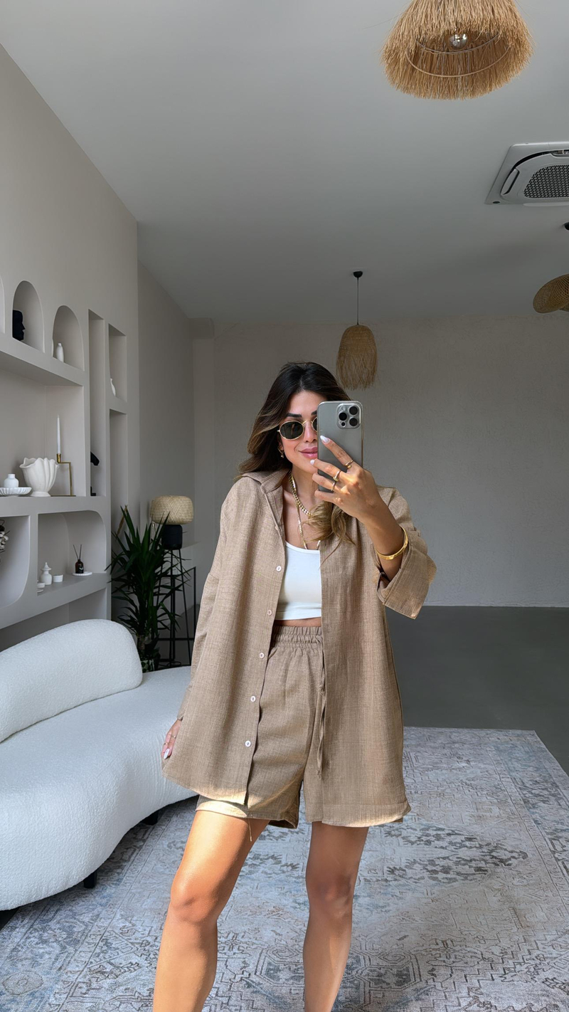 Camel ZR Gömlek Şort Takım