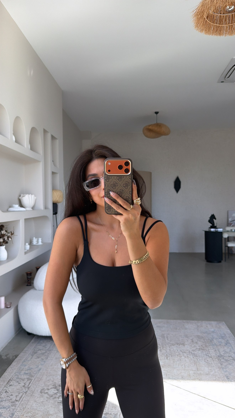 Çift Askılı Globlu Sporcu Atlet Siyah