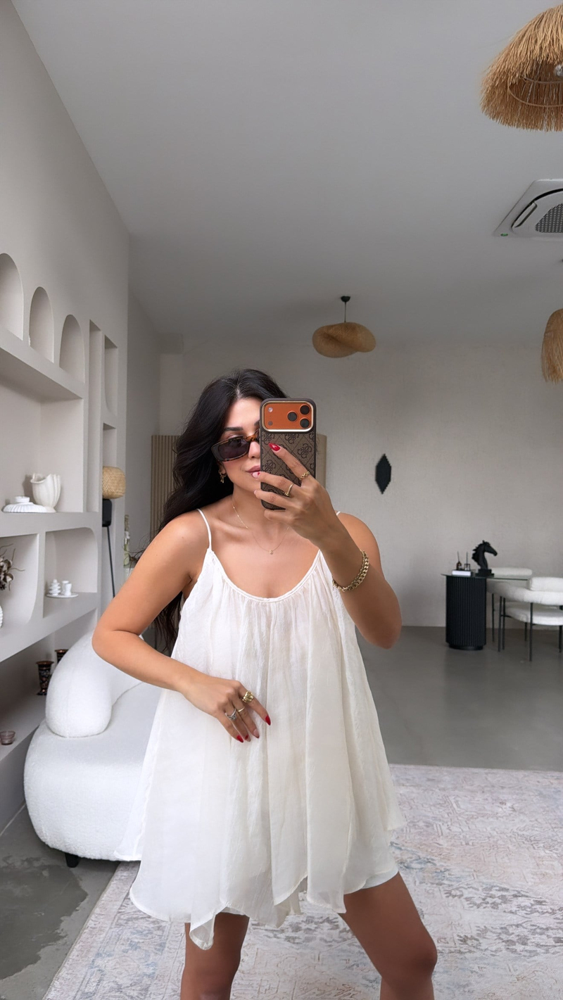 Ekru Askılı Salaş Premium Bluz
