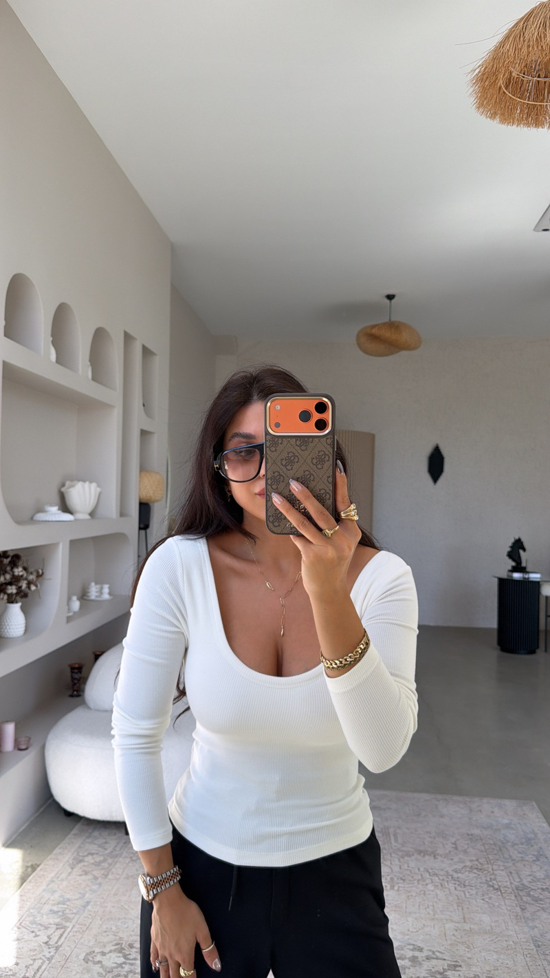 Ekru Globlu Uzun Kollu Bra Free Basic Bluz