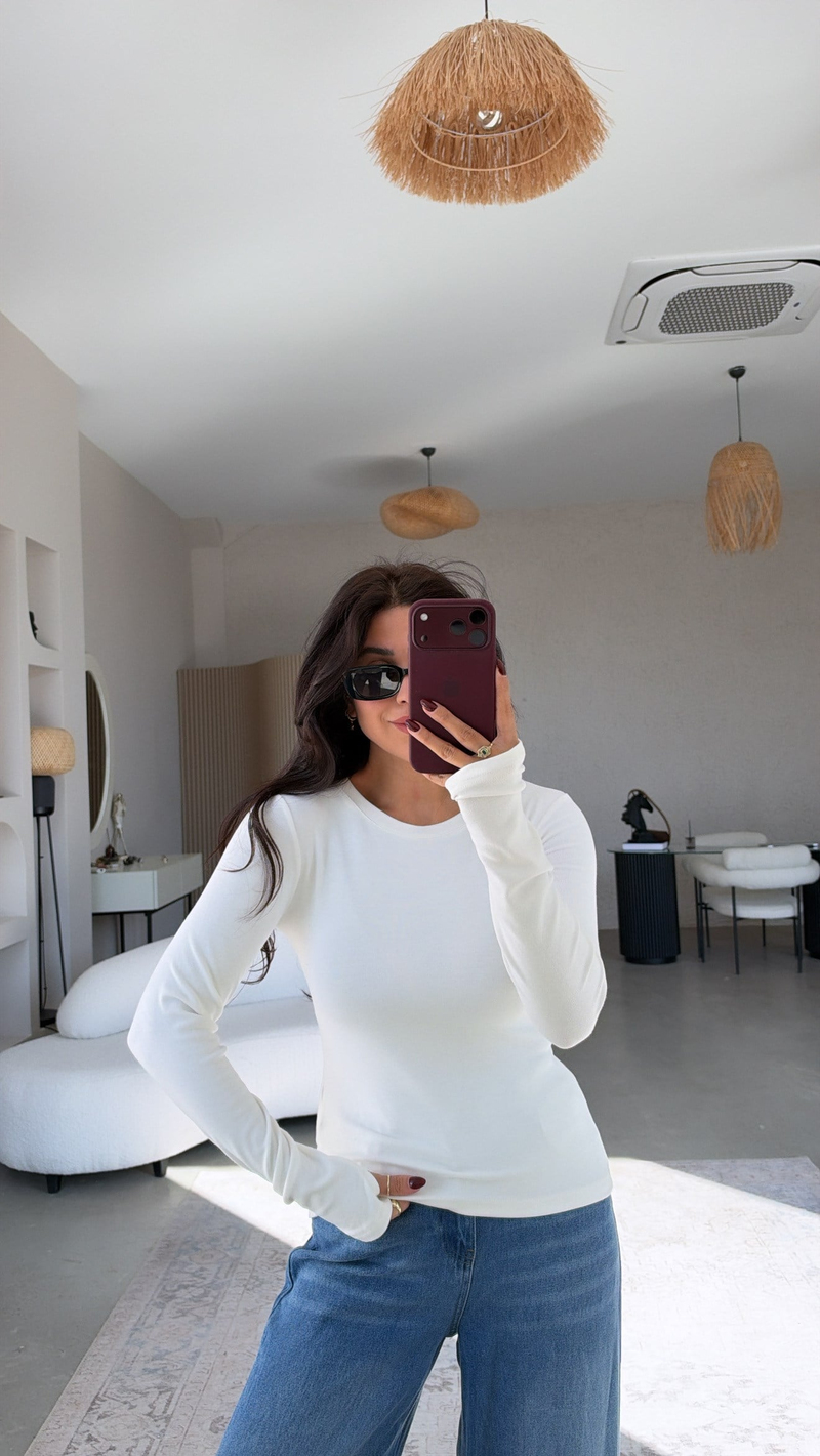 Ekru İthal Kumaş Parmak Geçme Body