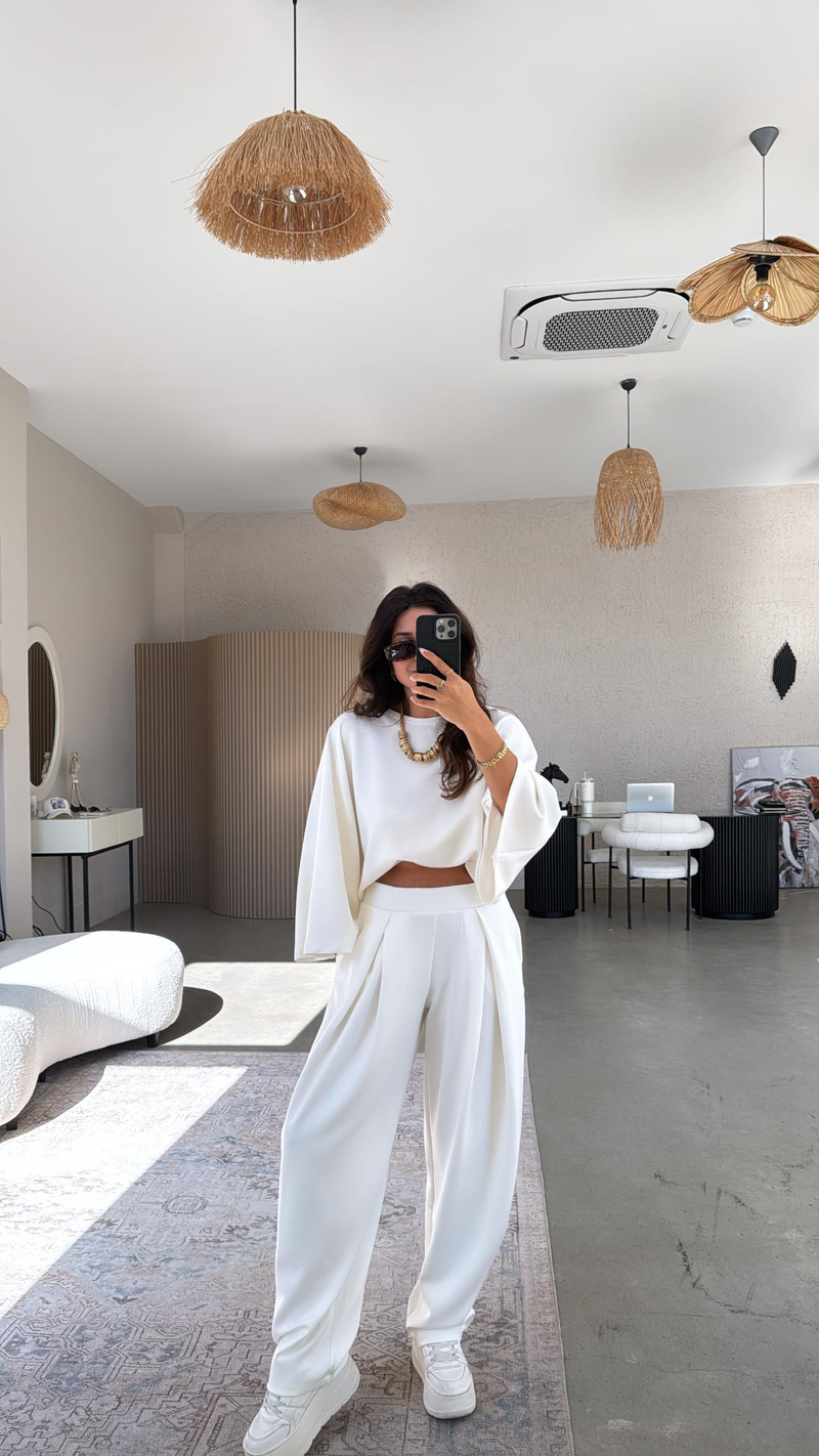 Ekru Ön Pile Detaylı Oys Model Takım