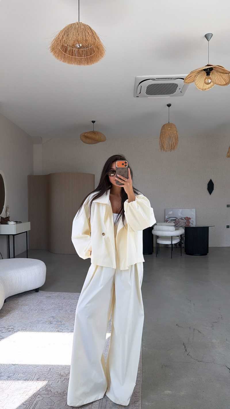 Ekru Premium Trench Pantolon Takım