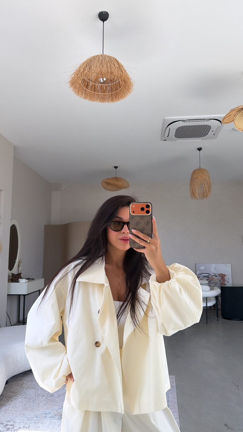 Ekru Premium Trench Pantolon Takım