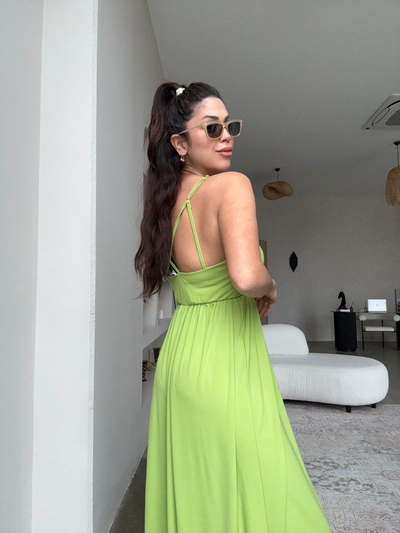 Fıstık Yeşili Sırtı Çapraz Askılı Buzzy Tulum