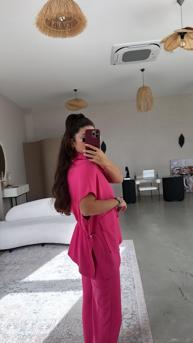 Fuşya Premium Yelekli Modal Takım