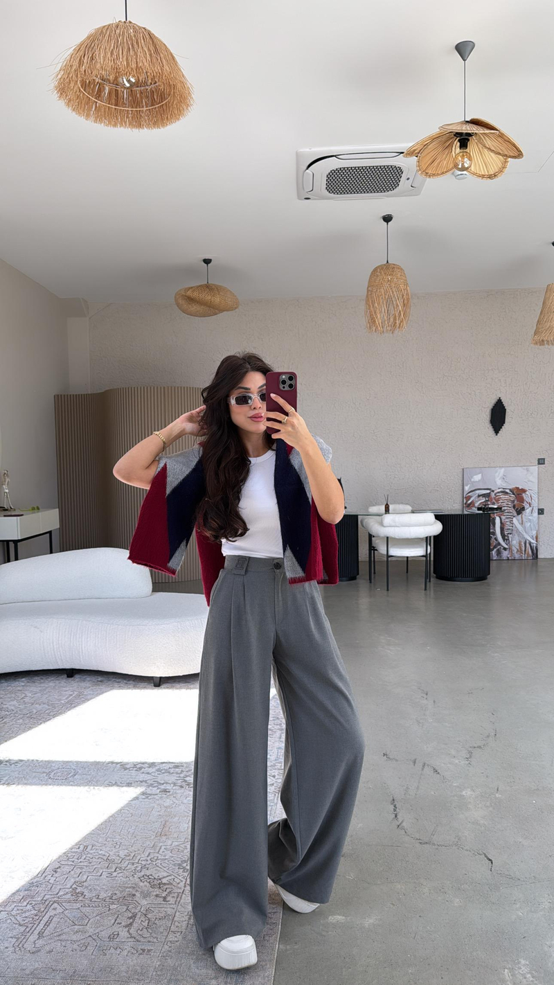 Gri B Nakış Premium Pantolon