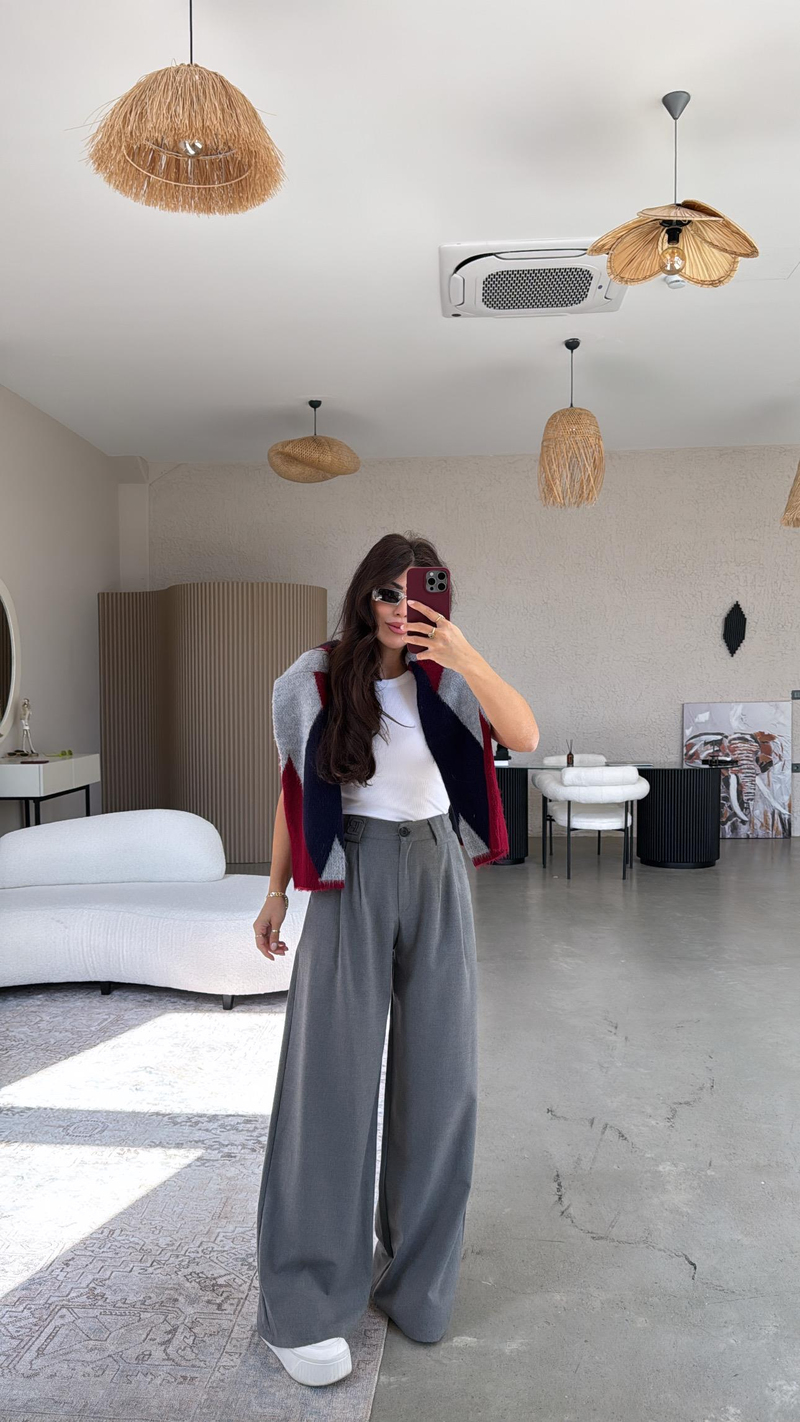 Gri B Nakış Premium Pantolon