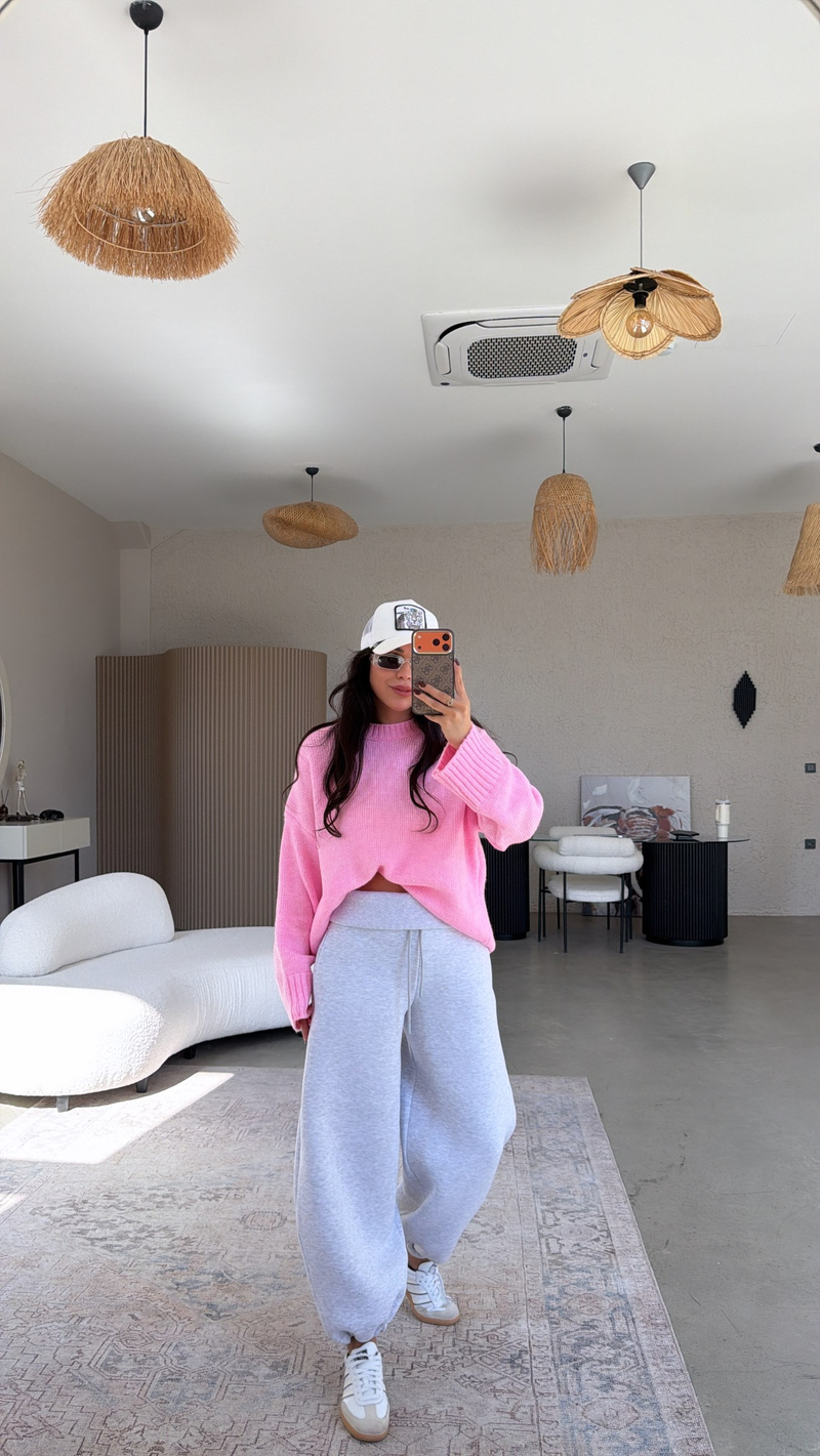 Gri Beli Katlı Şardonlu Brshk Model Eşofman