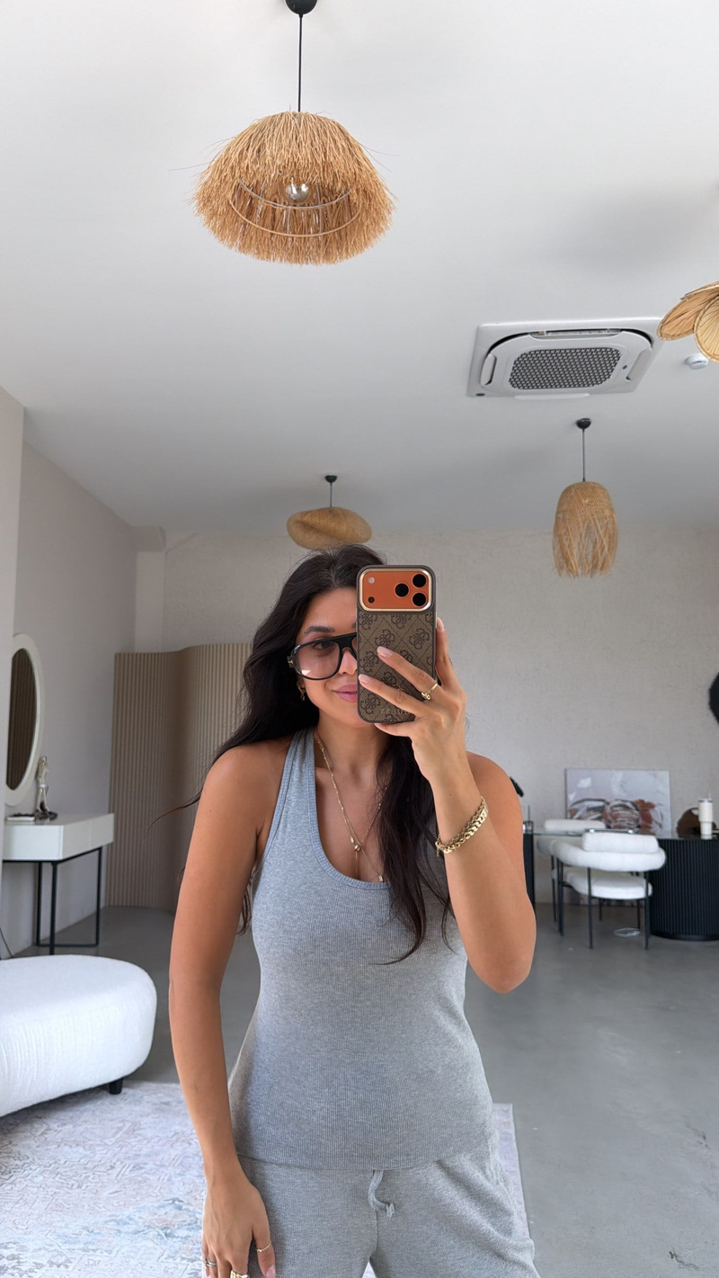 Gri Fitilli Globlu Atlet Rahat Eşofman Takım