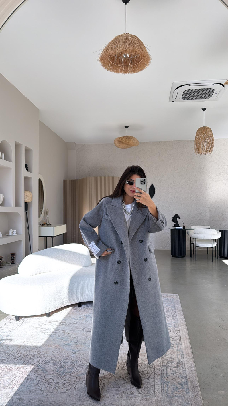 Gri Kaşe Premium Kaban