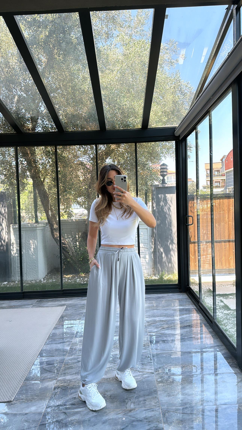 Gri Şalvar Modal Pantolon