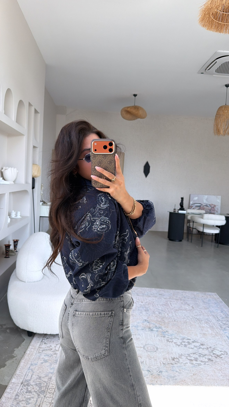 Gri Taşlamalı Orta Bel Straight Jean
