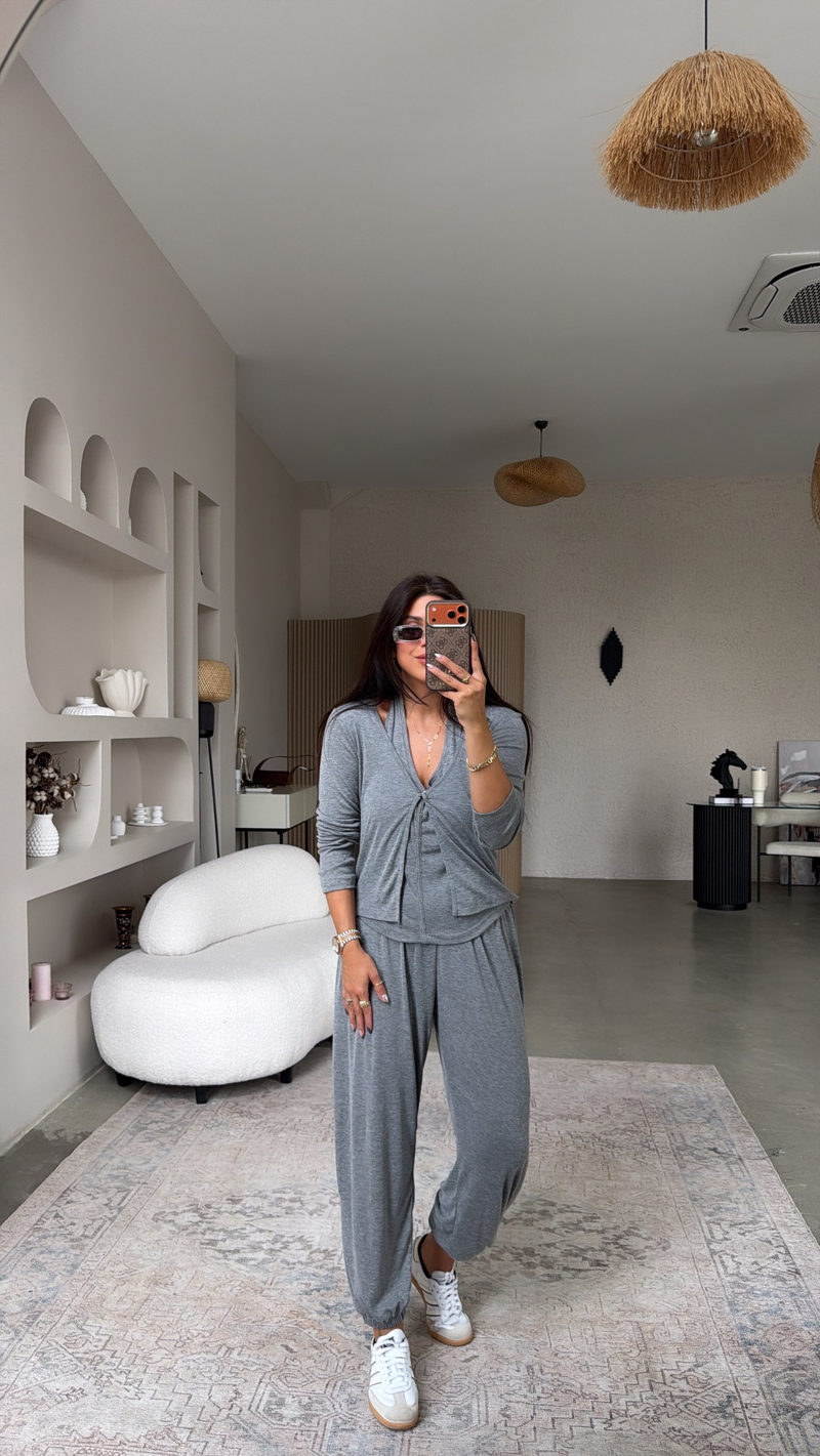 Gri ZR Model Kendinden Yelekli İnce Takım