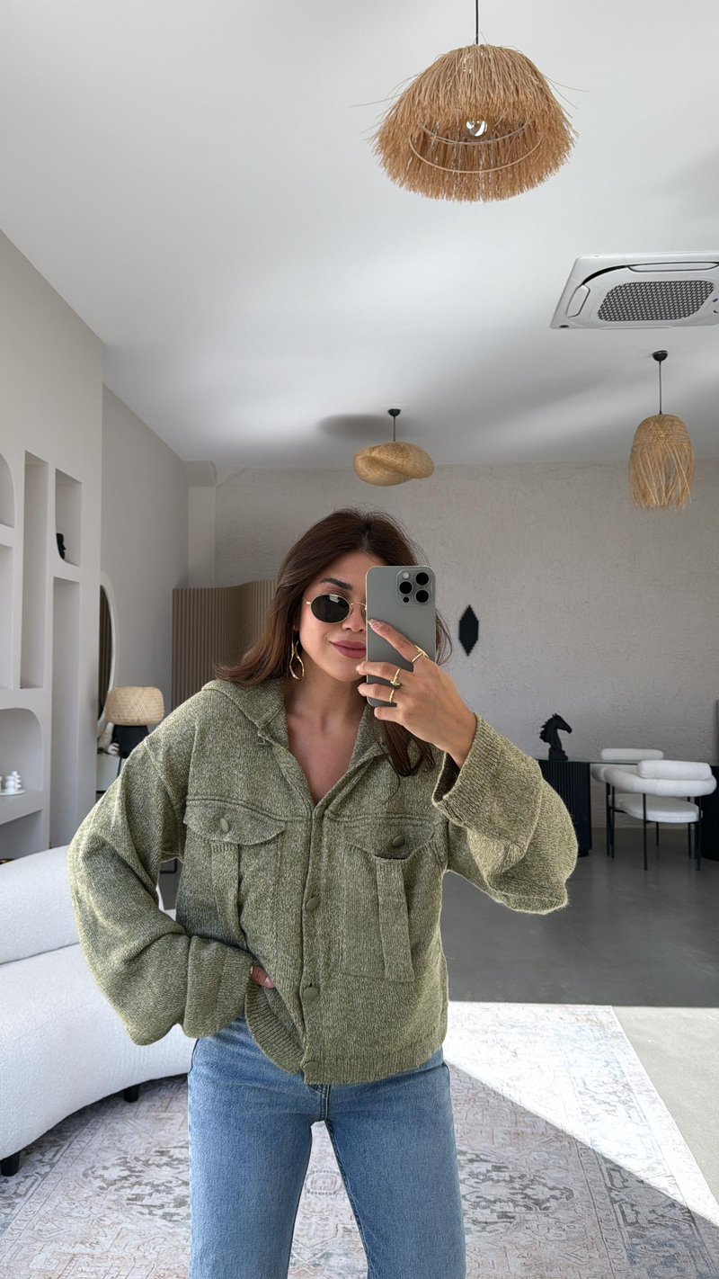 Haki Orijinal Triko Bomber Ceket