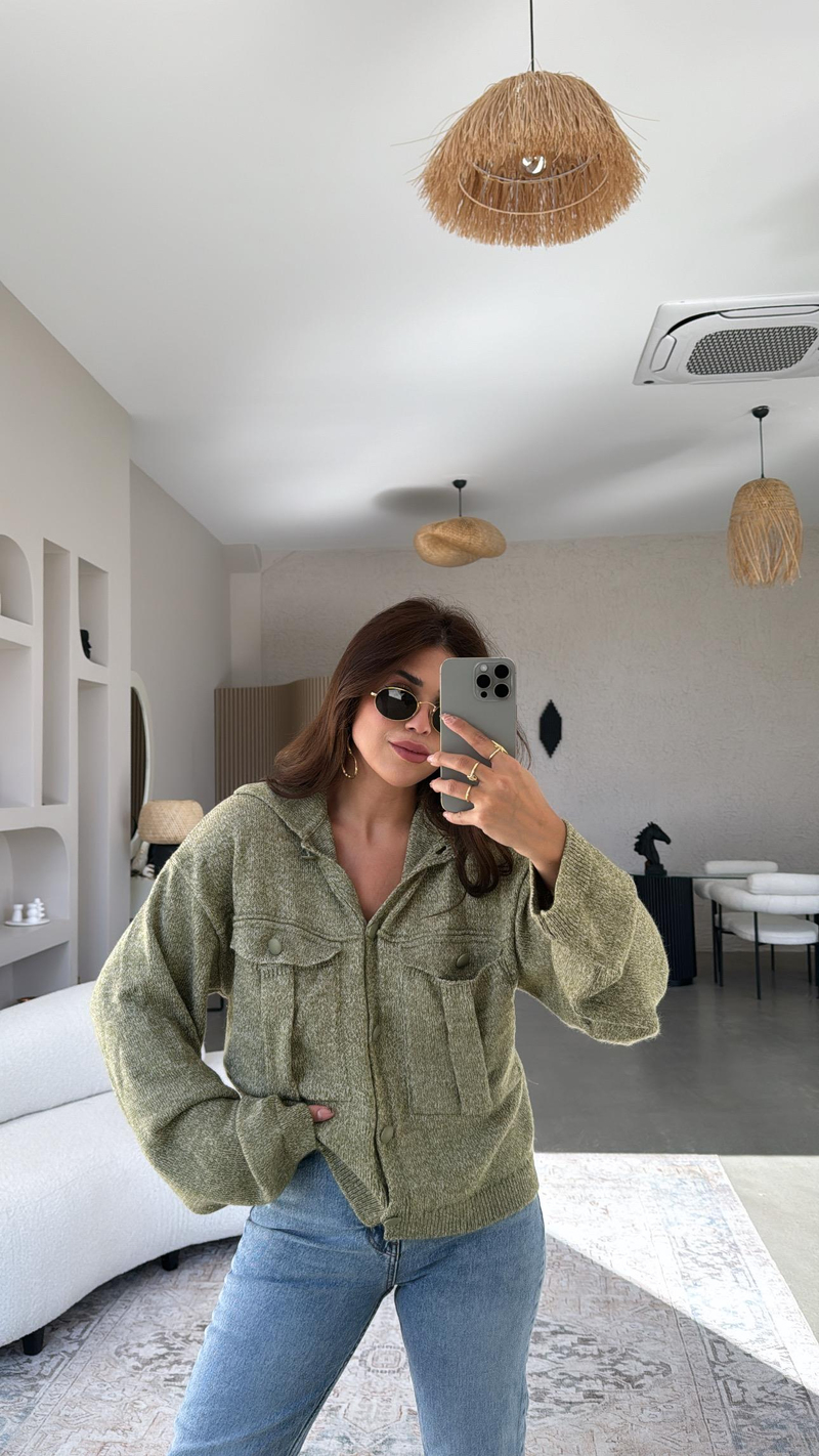 Haki Orijinal Triko Bomber Ceket