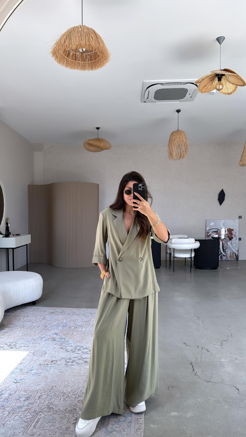 Haki Premium Ceket Pantolon Takım