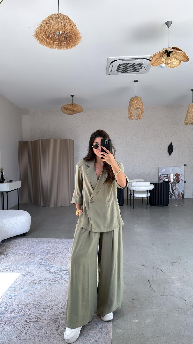 Haki Premium Ceket Pantolon Takım