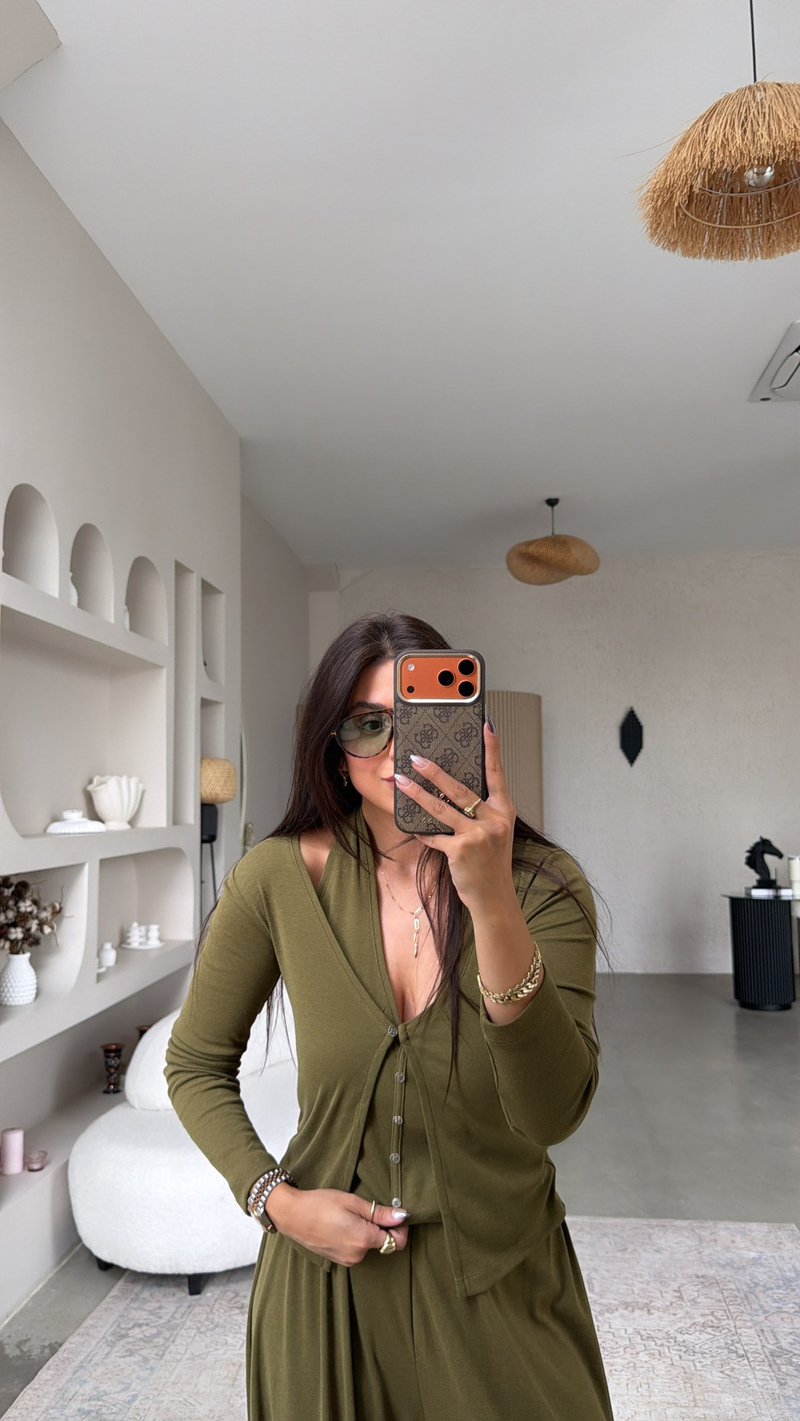 Haki ZR Model Kendinden Yelekli İnce Takım