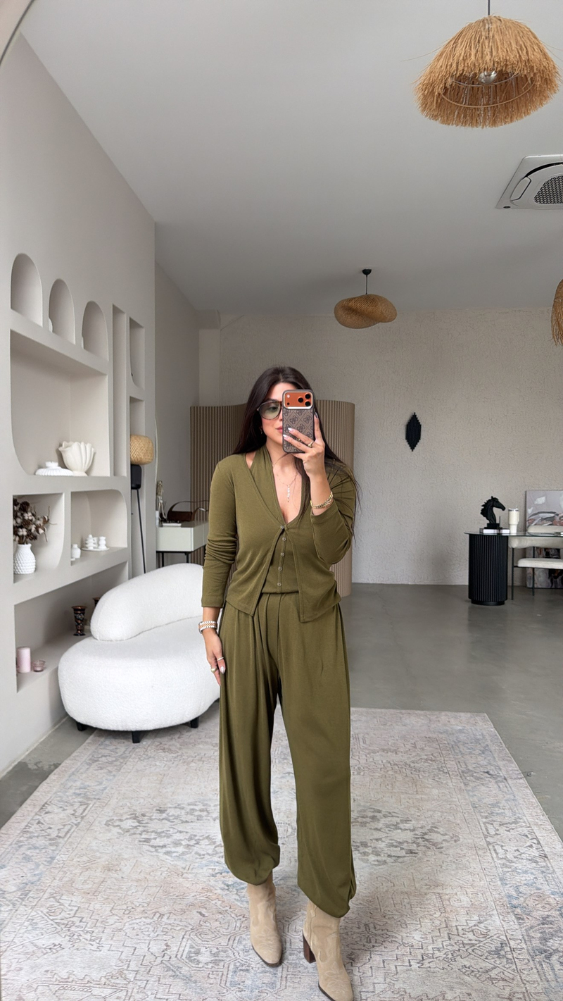 Haki ZR Model Kendinden Yelekli İnce Takım