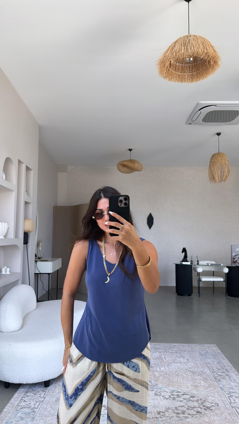 İndigo İnce Modal V Yaka Atlet