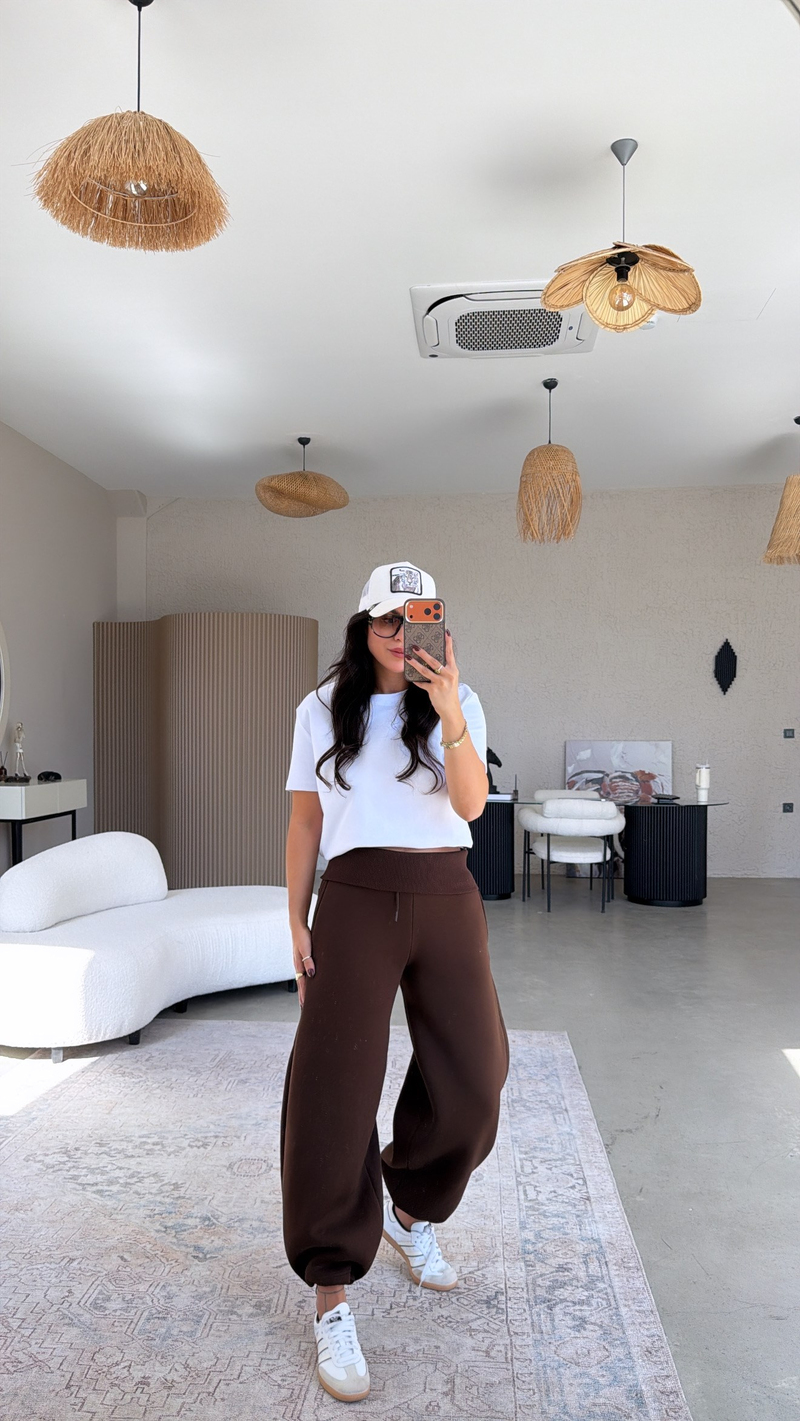 Kahverengi Beli Katlı Şardonlu Brshk Model Eşofman