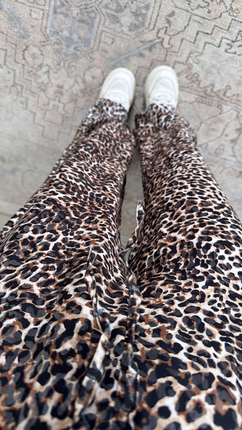 Kahverengi Jakarlı Leoparlı Pantolon