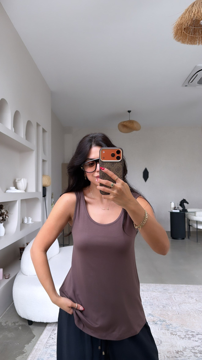 Kahverengi Oval Bitişli Salaş Atlet