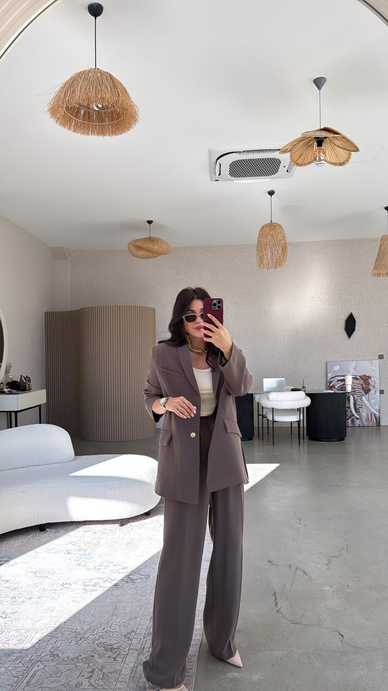 Kahverengi Premium Ceket Pantolon Takım