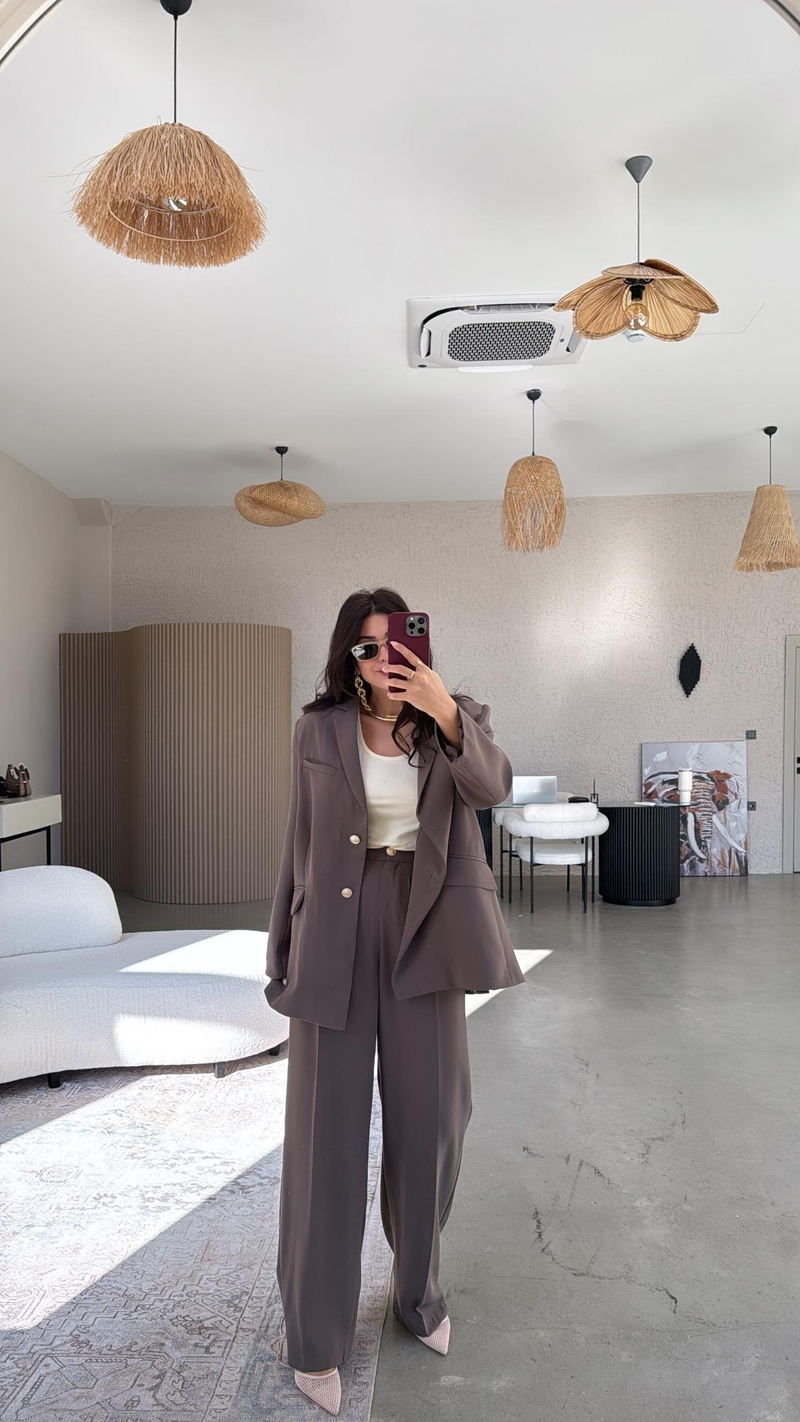 Kahverengi Premium Ceket Pantolon Takım