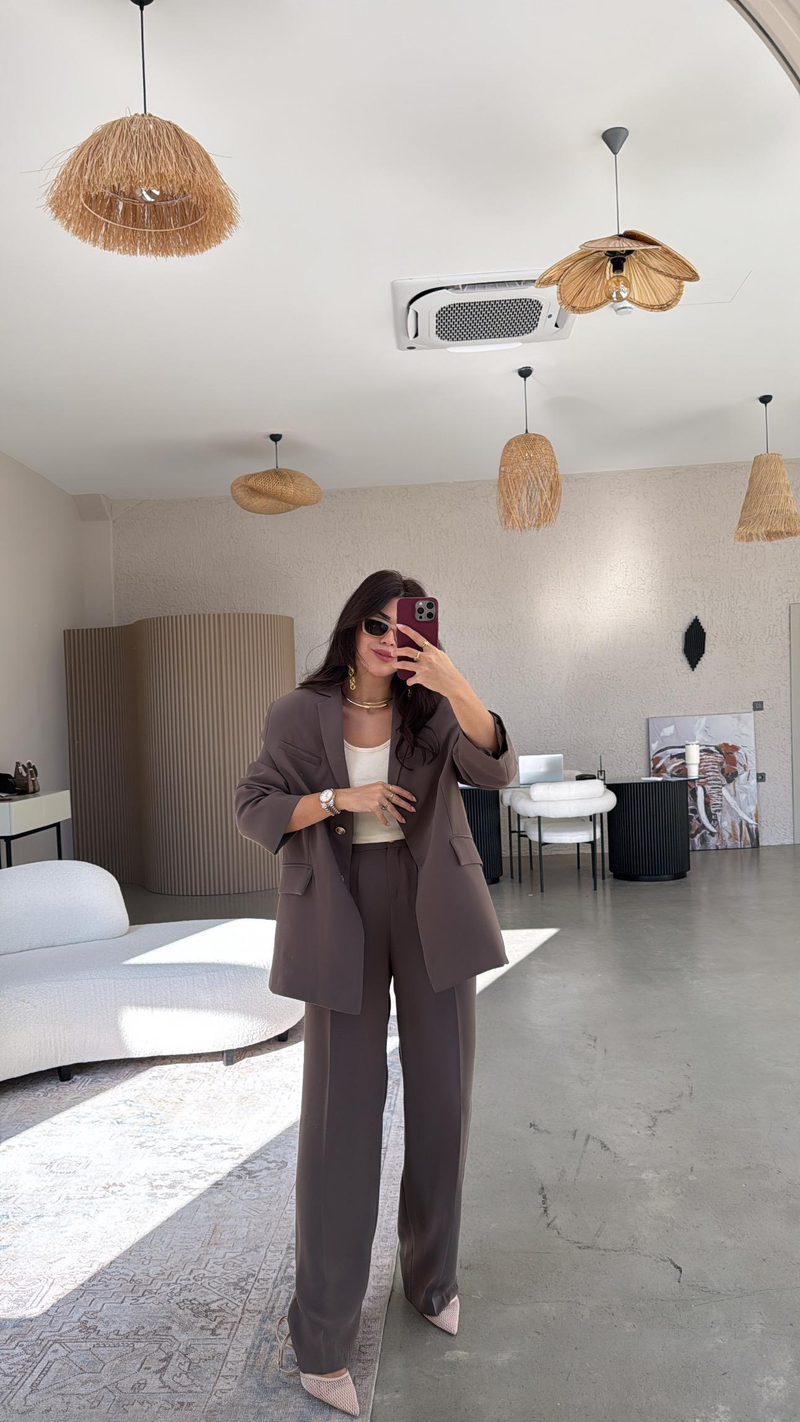 Kahverengi Premium Ceket Pantolon Takım