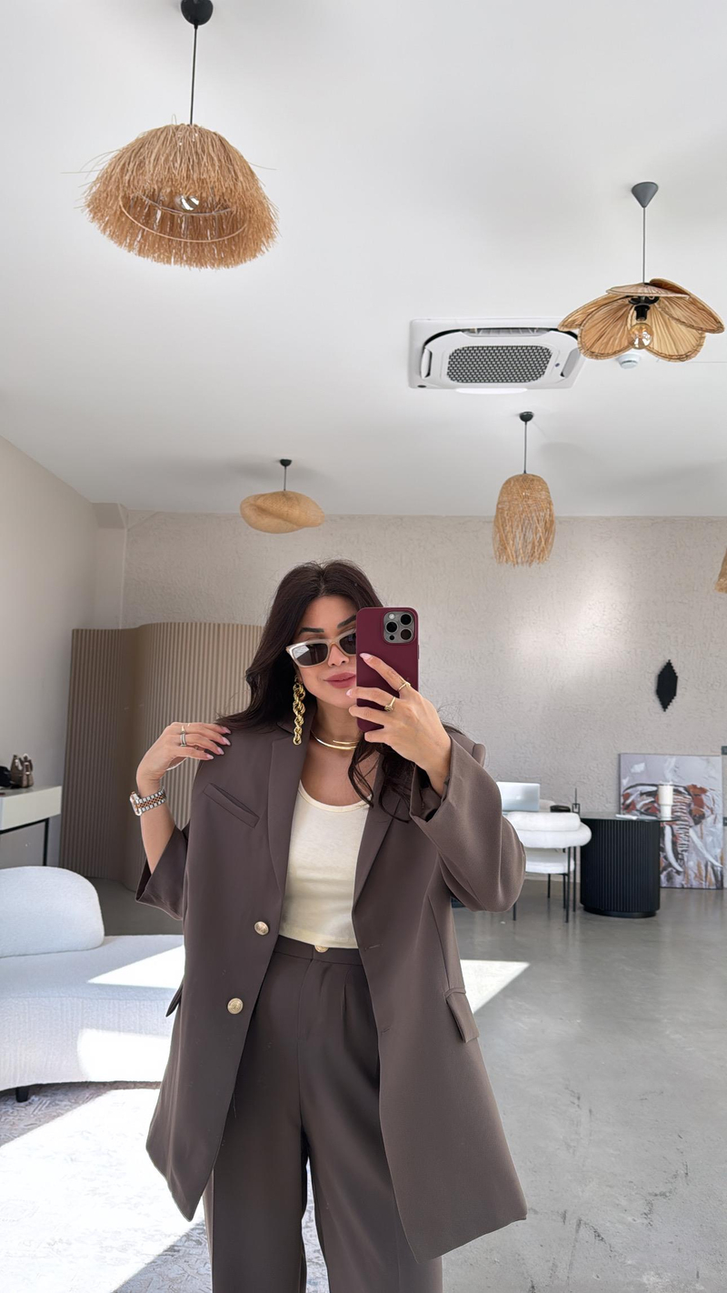 Kahverengi Premium Ceket Pantolon Takım