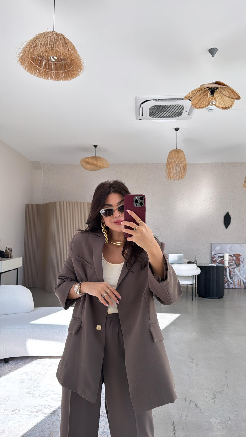 Kahverengi Premium Ceket Pantolon Takım