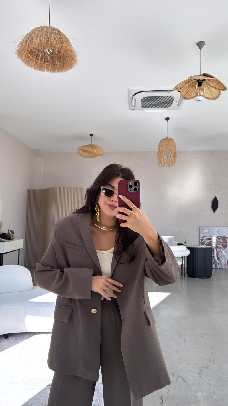 Kahverengi Premium Ceket Pantolon Takım