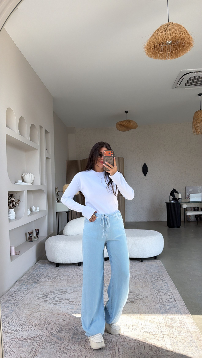 Kar Yıkama Açık Renk Beli İpli Dlv Tensel Denim