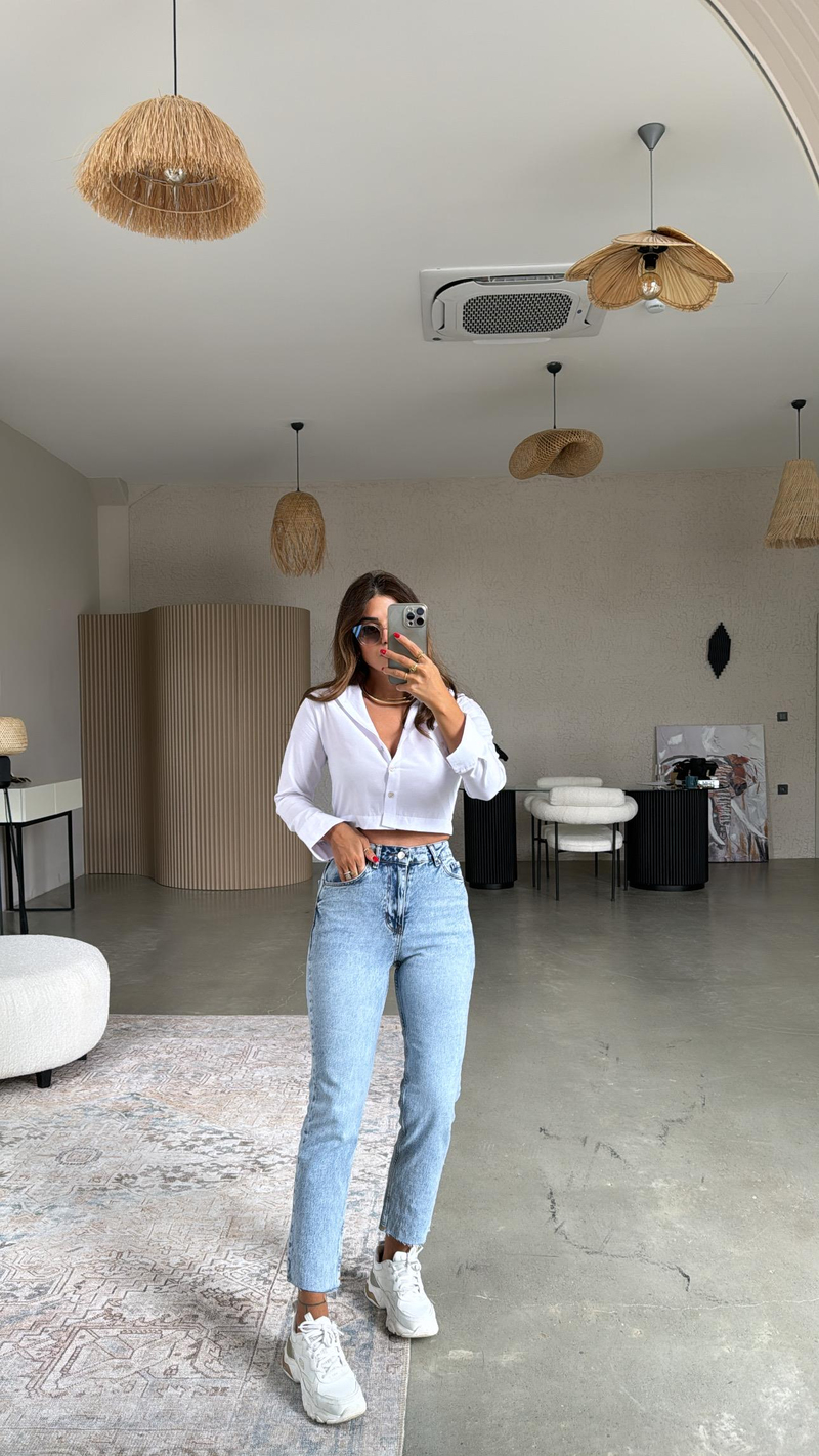 Kar Yıkama Boyfit Paça Kesik ZR Jean
