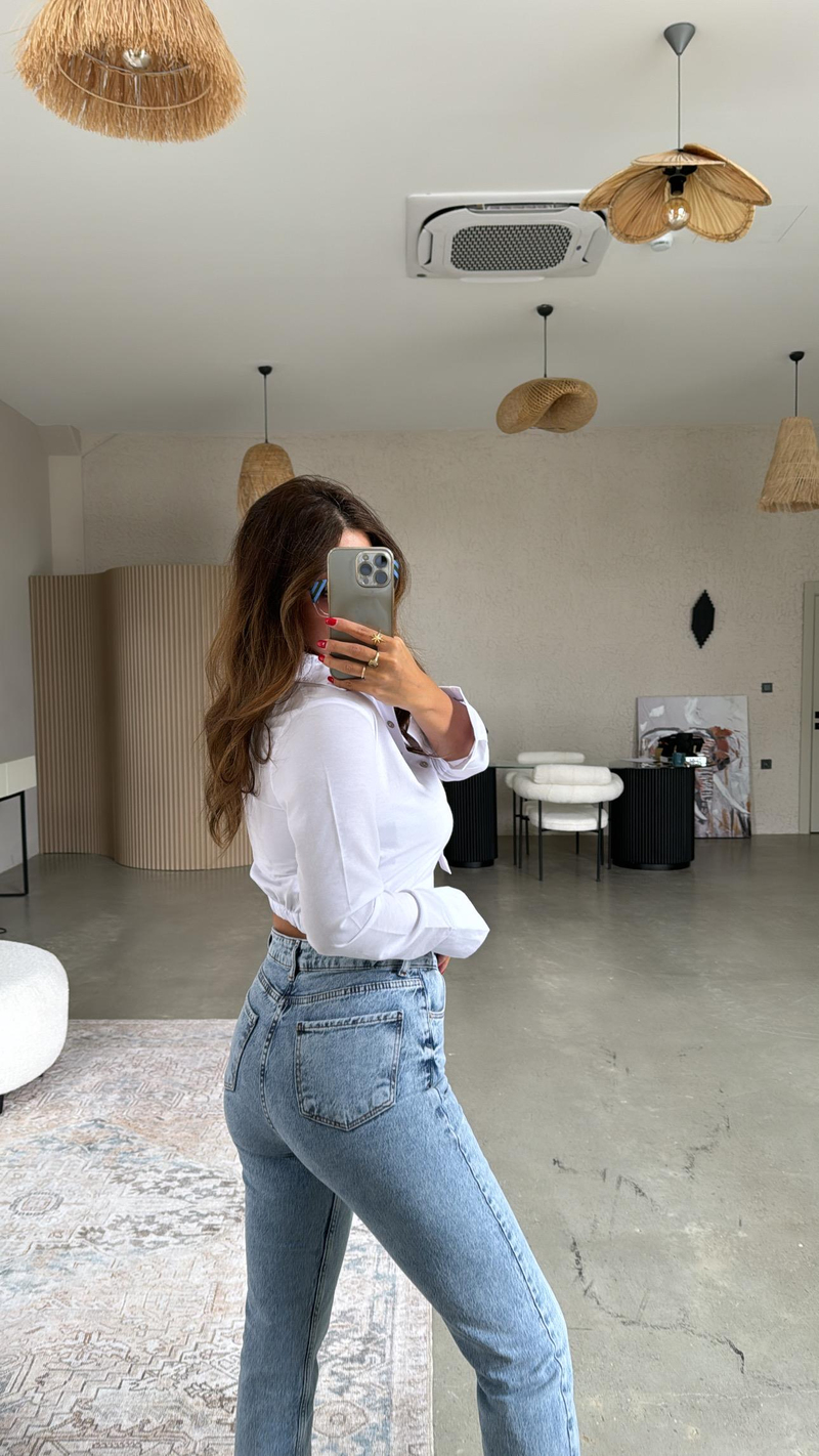 Kar Yıkama Boyfit Paça Kesik ZR Jean