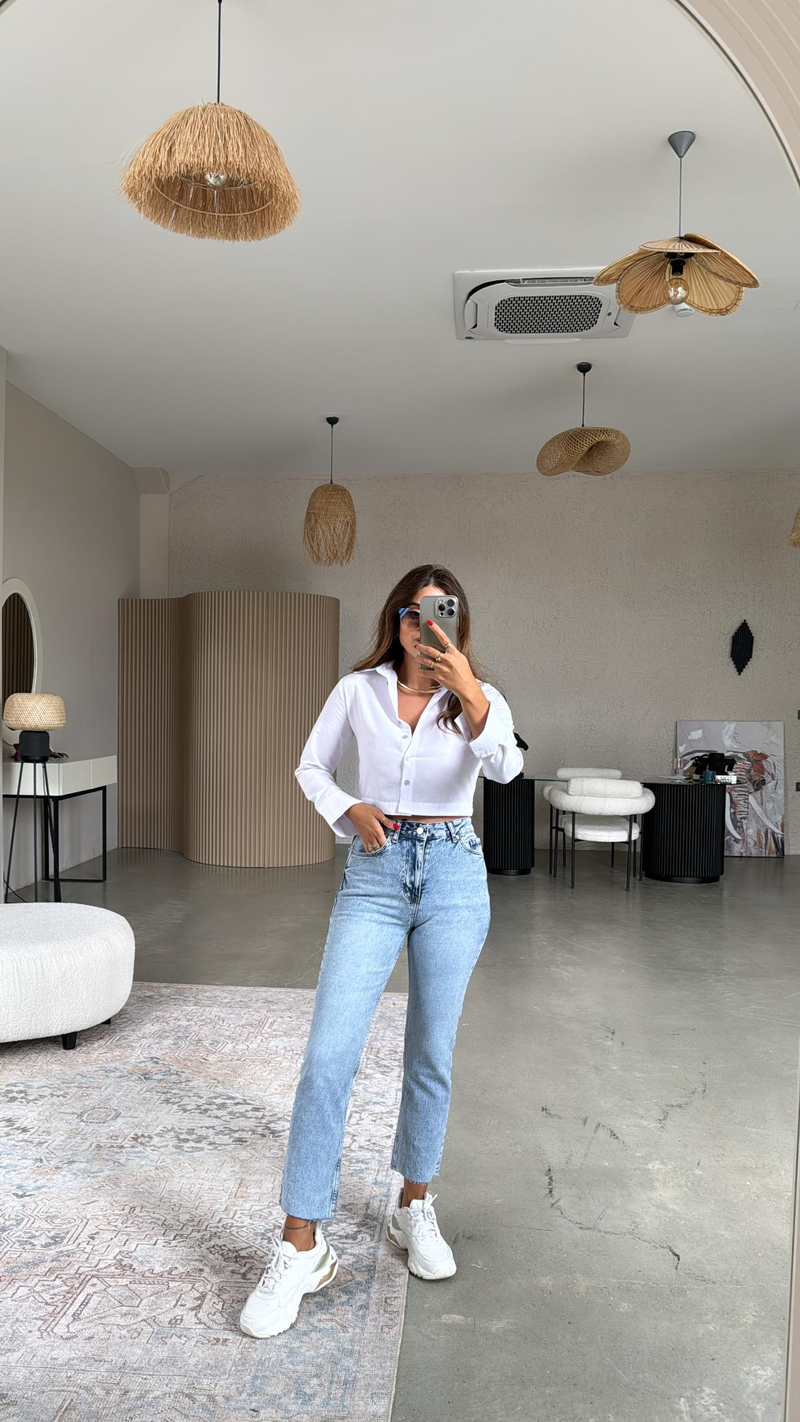 Kar Yıkama Boyfit Paça Kesik ZR Jean