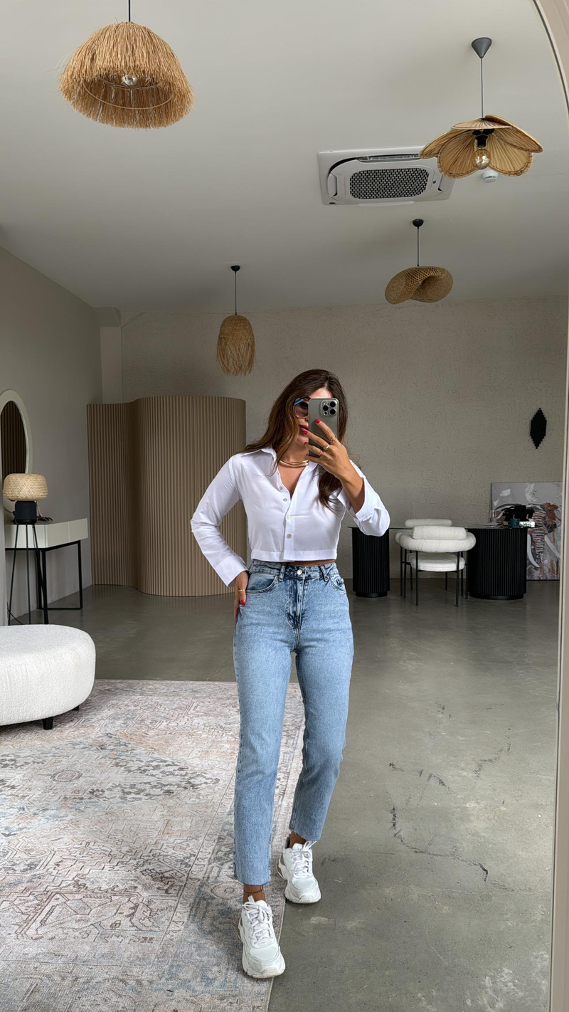 Kar Yıkama Boyfit Paça Kesik ZR Jean