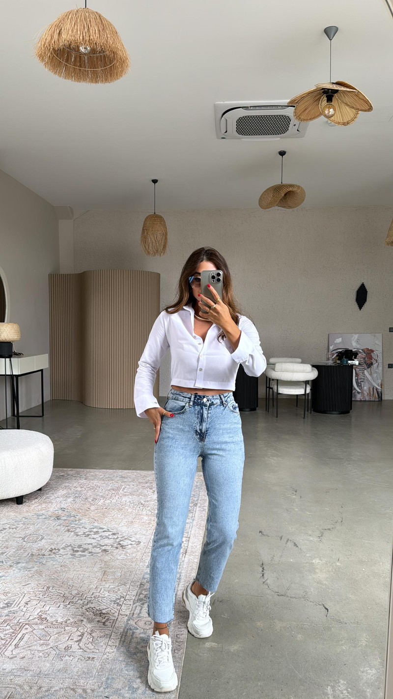 Kar Yıkama Boyfit Paça Kesik ZR Jean