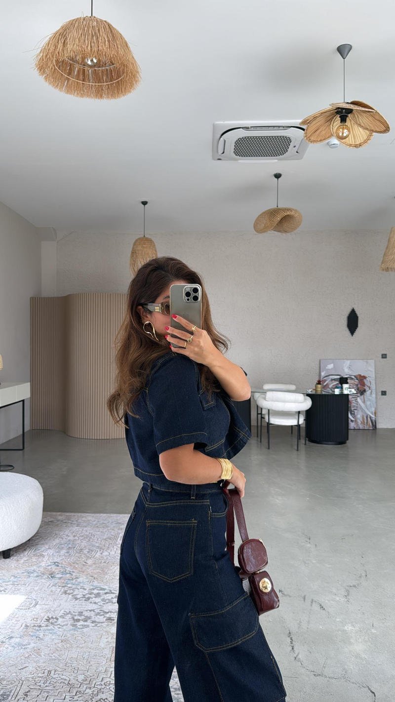 Kargo Cepli Denim Takım
