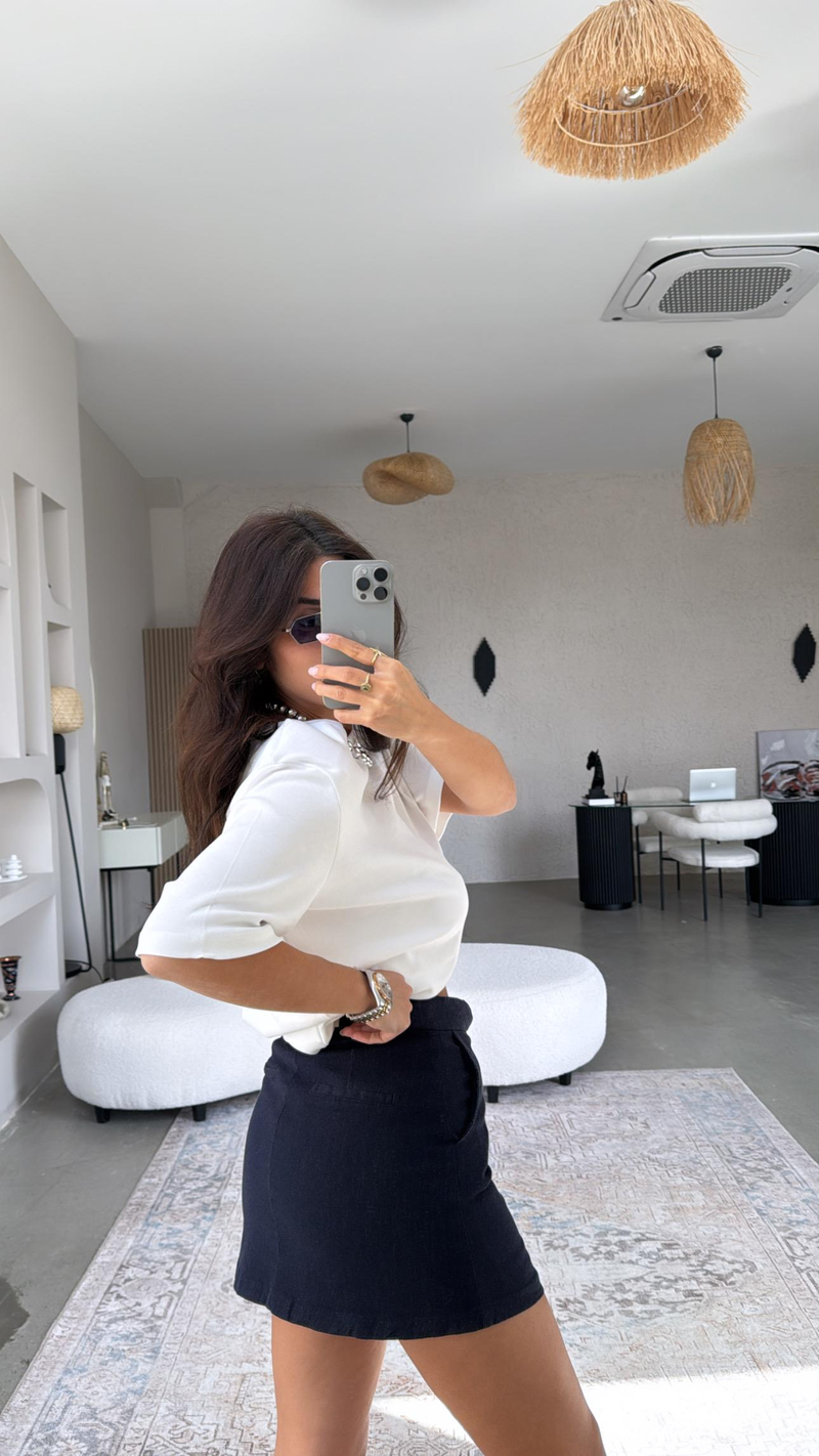 Kemerli Jean Şort Etek