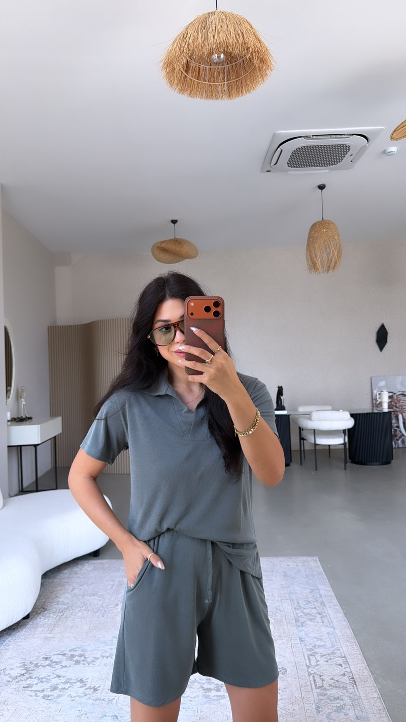 Koyu Haki Oys Şort Tshirt Takım