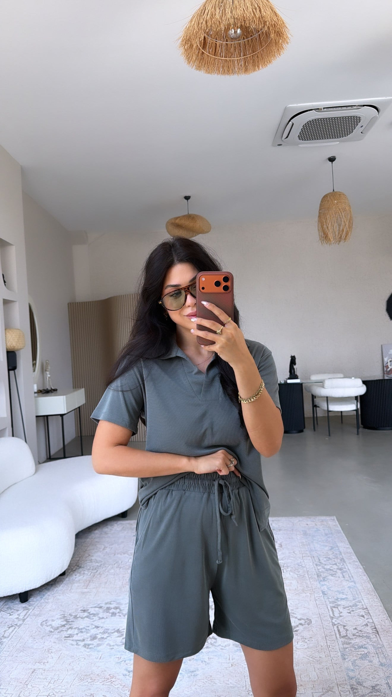 Koyu Haki Oys Şort Tshirt Takım