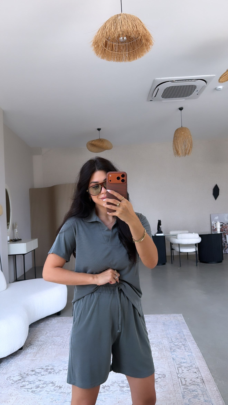 Koyu Haki Oys Şort Tshirt Takım